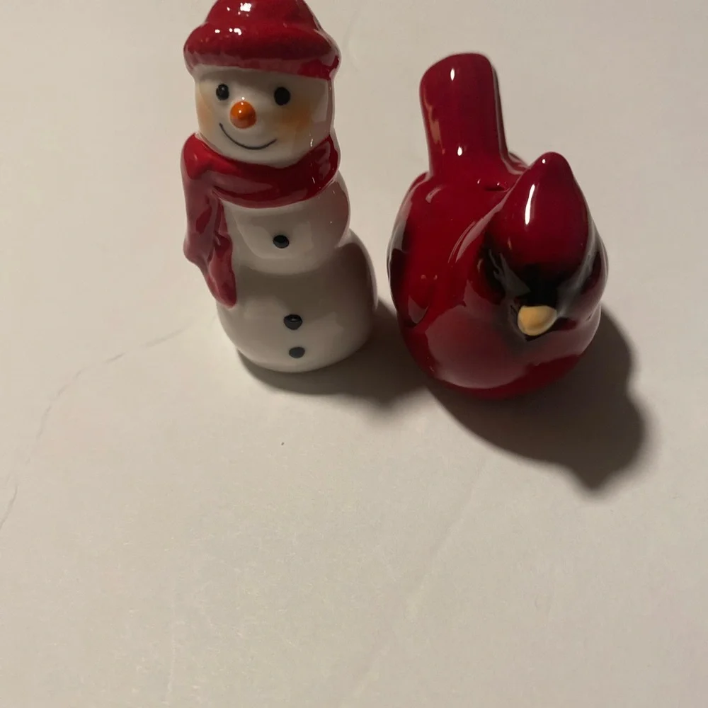 Snowman and Cardinal Figurines